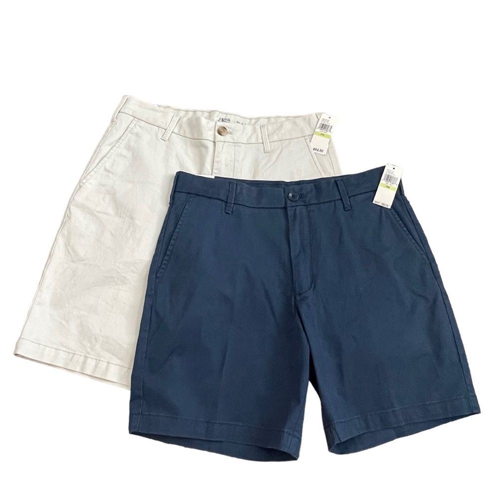 NWT Lot Of 2 Mens Izod Saltwater Stretch Shorts Size 30‎ x 9.5" & 7" Blue Tan